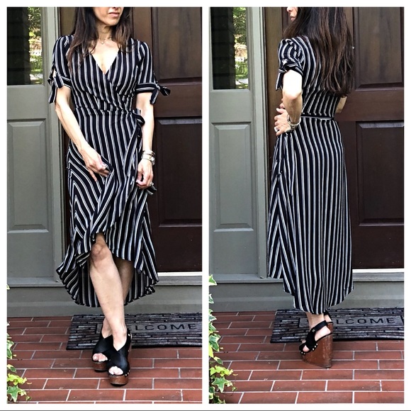 ✨LAST ONE✨Striped high low chic wrap dress - Picture 5 of 8